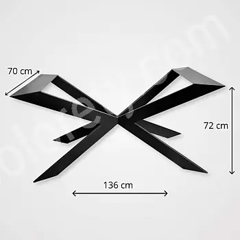 Estrutura de mesa metálica tipo aranha com pernas de perfil 8x2 cm, altura 72 cm, comprimento 136 cm, largura 70 cm