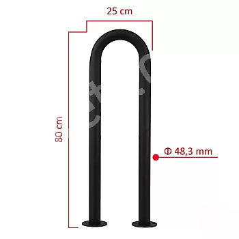 Kompakt, fordított U kerékpártartó járdán történő rögzítéshez, magassága 80 cm, szélessége 25 cm