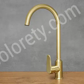 Armatur i rustfrit stål, højde 39 cm, tudlængde 17,5 cm, farve: antik messing