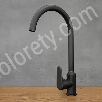 Edelstahlhahn, Höhe 39 cm, Auslauflänge 17,5 cm, Farbe schwarz