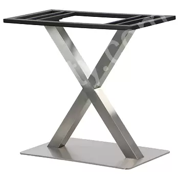 X-shaped standard height metal table base made of stainless steel, height 72.5 cm, base 70x40 cm, base top 40x80 cm