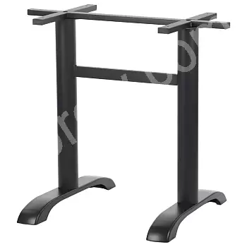 Perna central da mesa com dois suportes, em aço, cor preta, altura 73 cm, dimensões do plano de montagem 40x54 cm, base 58x61 cm