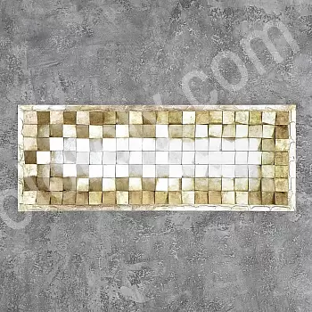 3D műalkotás, fém művészet, arany tónusú mozaik, 55x145 cm