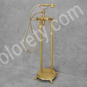 Brīvi stāvošs grīdas vannas jaucējkrāns, krāsa - zelts, antīks misiņš, augstums: 101cm