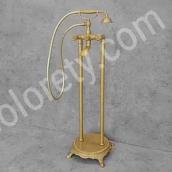 Fritstående badearmatur, farve - antik messing, satineret, højde: 101cm
