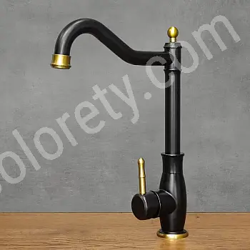 Drezová batéria v retro štýle z nehrdzavejúcej ocele čiernej alebo staromosadznej farby, výška 33 cm, dĺžka výtoku 18 cm