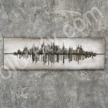 3D kovinski stenski dekor, Odsev v vodi, Cityscape, horizontalna lega, dimenzije 180x56 cm