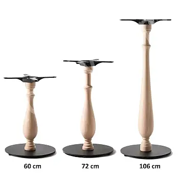Cos boird le bonn bun cruach agus colún adhmaid amh galánta le haghaidh tábla caife, tábla bia, tábla barra, meáchan 15 kg, le haghaidh boird suas le D80cm