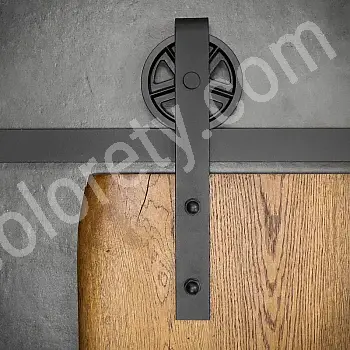 Kit sistema porta scorrevole in acciaio - ruota di colore nero, per porte a un&amp;amp;#039;anta fino a 130 kg, lunghezza totale 200 cm