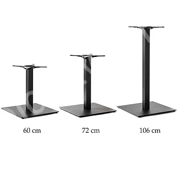 HORECA-Stahltischbein in quadratischer Form für große Tischflächen mit einer Größe von bis zu 120 x 120 cm, Höhen 60 cm, 72 cm oder 106 cm, jede RAL-Farbe