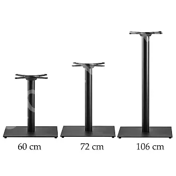 Steel square shape table leg with round column for large table surfaces up to 120x120 cm, different heights 60 cm, 72 cm or 106 cm, in any RAL color