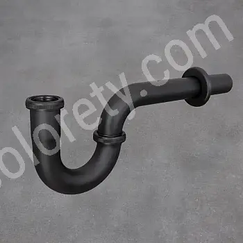 Pirinçten yapılmış dekoratif U şeklinde boru görünümlü lavabo sifonu, mat siyah renkte