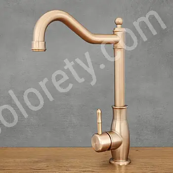 Faucet ciseán níocháin i stíl retro déanta as cruach dhosmálta, dath práis antique, airde 33 cm, fad spout 18 cm, le aerator