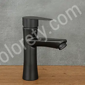Rubinetto in acciaio inox, altezza 18 cm, lunghezza beccuccio 10,5 cm, colore nero opaco