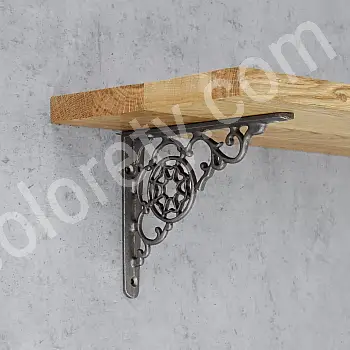 Hyllestøtte i støpejern, brakett med mål 13x17 cm, &quot;spindelvev&quot; - i sett med 2 stk.