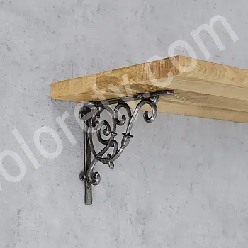 Suport raft decorativ din fonta, adancime 23 cm, inaltime 20 cm, set 2 buc.