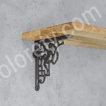 Cast iron shelf bracket with decorative boy element, size 24x24 cm, set of 2 pcs.