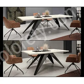 Mesa de comedor rectangular extensible - 140/190/240 cm, ancho del tablero: 80 cm, altura: 76 cm, patas modernas de metal negro o blanco, tablero laminado duradero en 6 opciones de color, altura 76 cm