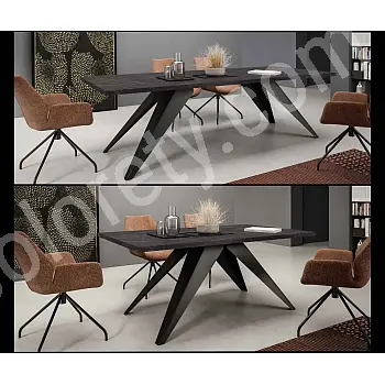 Mesa de jantar retangular extensível - 160/210/260 cm, largura: 90 cm, altura: 76 cm, pernas modernas de metal preto ou branco, tampo laminado durável em 6 opções de cores, altura de 76 cm
