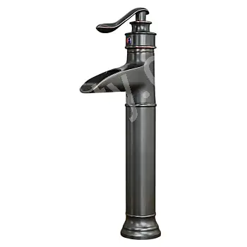 Robinet de lavabo à effet cascade au design unique en laiton, hauteur 36 cm, longueur du bec 8 cm