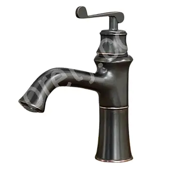 Retro slavina za umivaonik od crnog mesinga, visina 23,5 cm, dužina izljeva 13,5 cm