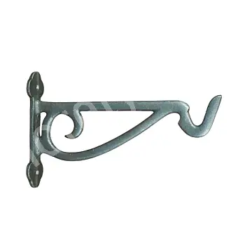 Valurautainen koristeellinen seinäteline koukulla, pituus seinästä 23 cm, sarja 3 kpl.