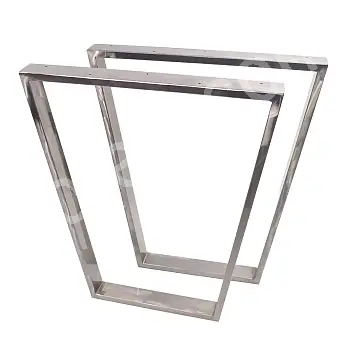 Trapezform Dëschbeen aus poliertem Stol, Héicht 72 cm, Breet 50, 2 Been am Set