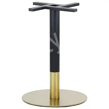 Centrālā galda pamatne, izgatavota no nerūsējošā tērauda, zelta/melna krāsa, pamatne 50cm, augstums 72cm