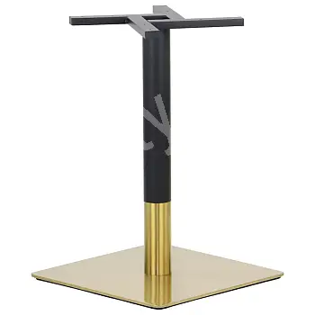 Central table base, made of stainless steel, gold/black color, bottom plate dimensions 50x50 cm, height 72cm