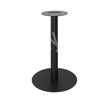 Asztallap acélból, fekete színű, alap átmérője 48 cm, magassága 71 cm.