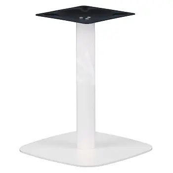 Base centrale per tavolo in acciaio, altezza 57 cm, dimensioni piastra inferiore 44,5x44,5 cm, colore bianco, peso 14 kg