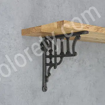 Regalträger aus Gusseisen, Konsole, Höhe 19,5 cm, Länge 20 cm, korinthische Optik, 2er-Set