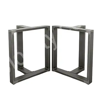 Patas de mesa industriales de acero 3D, perfil rectangular, altura 45 cm, ancho 40 cm, profundidad 17 cm, color negro con aspecto de acero, juego de 2