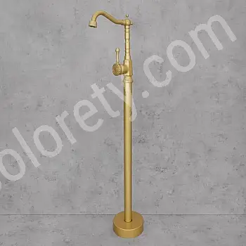 Brīvstāvošs grīdas misiņa vannas jaucējkrāns, krāsa - Antīks misiņš, satīns, augstums 107 cm