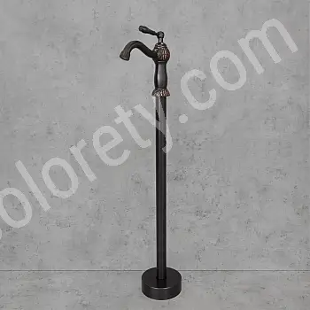 Freistehender Wannenhahn aus Messing, Farbe - Schwarz, Satin, Höhe: 100 cm