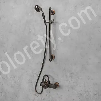 Brusesystem i retrostil, messing, sort farve, satin, højde 65 cm