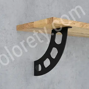 Stol Regal Ënnerstëtzung, Klammer, Halter &quot;Boomerang&quot;, schwaarz Faarf, Set vun 2 Stéck.