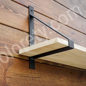 Stol Regalstëtze, Klammer, Faarf: Stolgréng, Héicht 30 cm, riicht Wénkelen, Längt 21 cm, Set vun 2 Stéck