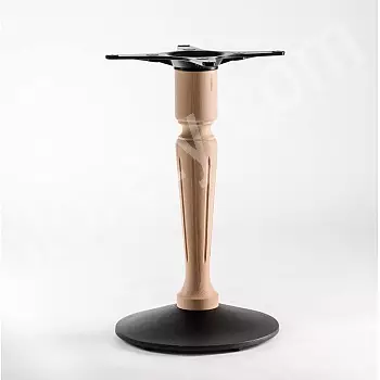 Kovinsko-leseno podnožje klubske mizice, črno jekleno podnožje, steber iz bukve, višina 72 cm / 106 cm, teža 17,5 kg