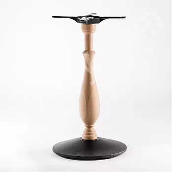 Podstavek za klubsko mizico, kovina-les, podstavek iz litega železa v črni barvi, višina 72cm / 60cm / 106cm, teža 17,5 kg