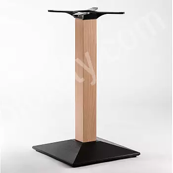 Table basse piètement fonte-bois, piètement couleur noire, poids 18,5 kg, plateaux jusqu'à 80x80 cm, hauteurs 60 cm, 72 cm, 106 cm