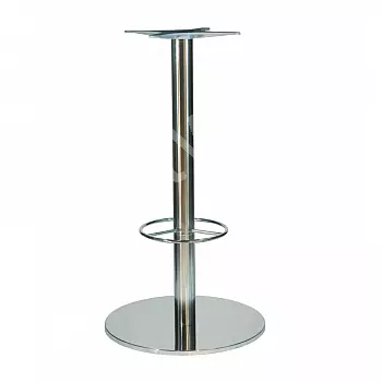 Metal central table base for bars (HORECA), with leg support, polished stainless steel, height 106 cm