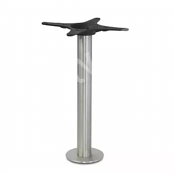Tavolo da bar gamba centrale in metallo, base del tavolo alta, altezza 106 cm, acciaio inox lucido, montabile a pavimento