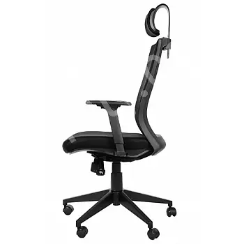 Draaibare zwarte bureaustoel met hoofdsteun