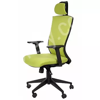 Cadeira de escritório giratória em verde com apoio de cabeça