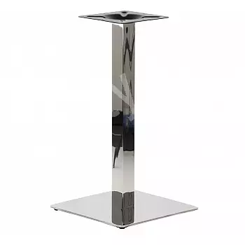 Base de mesa de aço inoxidável polido 40x40 cm, altura 72 cm