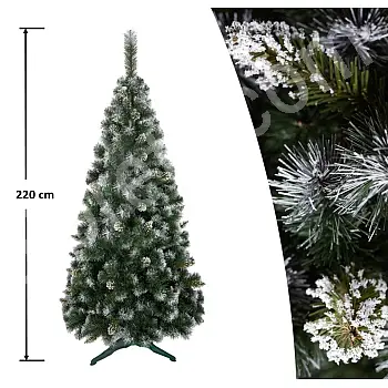 Klasický umělý stříbrný smrk se stojanem, výška 220 cm