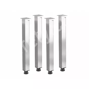 Patas para muebles de aluminio electropulido con sección cuadrada y efecto cromado, altura 71 cm, 82 cm, 110 cm, juego de 4 unidades.
