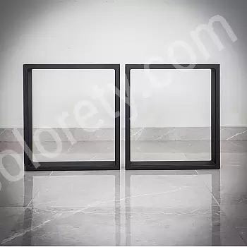 Rectangular massive metal table legs Quadro, made of steel, height 45 cm, width 40 cm, 2 pcs set