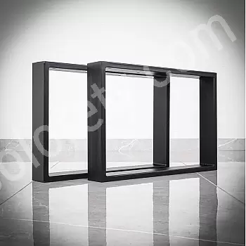 Pata de mesa rectangular de metal de baja altura fabricada en acero, altura 40 cm, opciones de color efecto negro y acero, tamaño 60x40cm, juego de 2 uds.